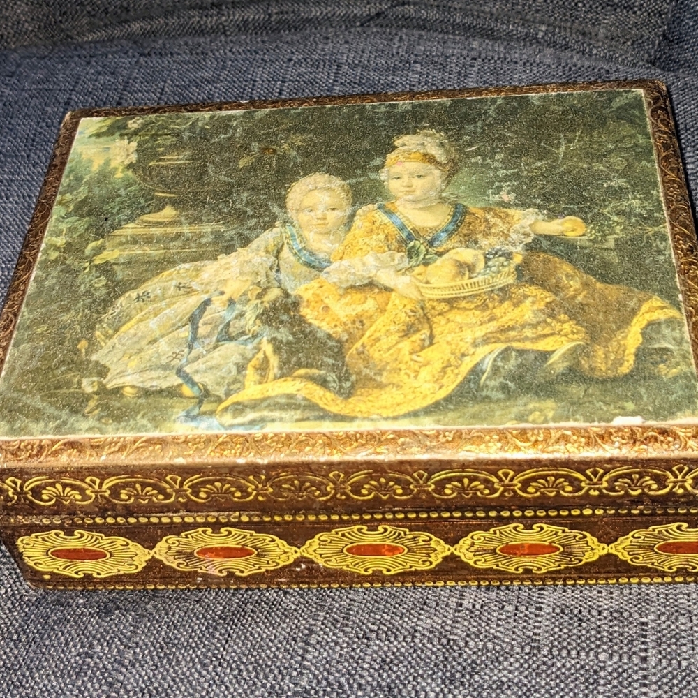 Vintage Italian Florentia Box with Gold Design